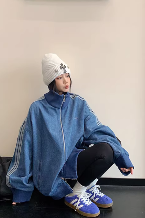 Sideline Denim Track Jacket