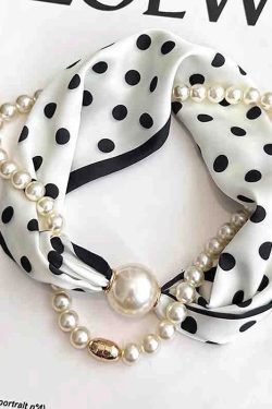 Silk Scarf Pearl Necklace