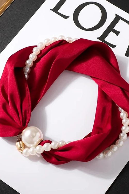 Silk Scarf Pearl Necklace