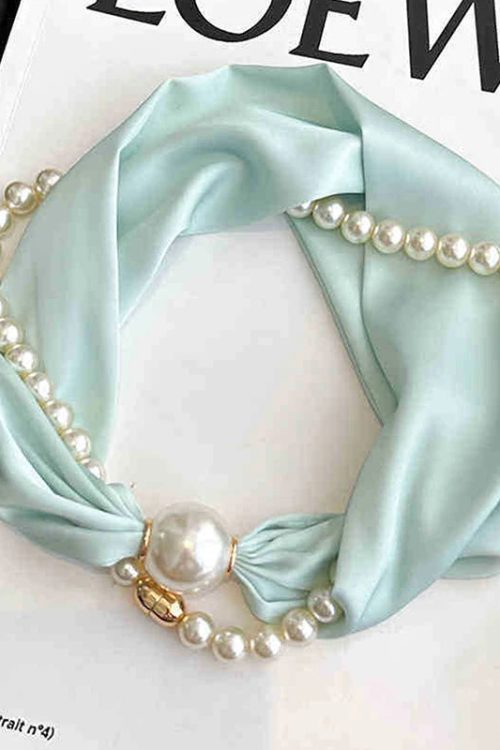Silk Scarf Pearl Necklace