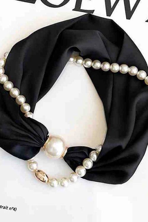 Silk Scarf Pearl Necklace