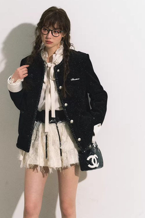 Silver Button Tweed Jacket