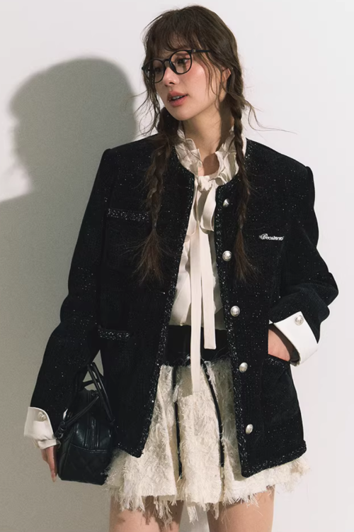 Silver Button Tweed Jacket