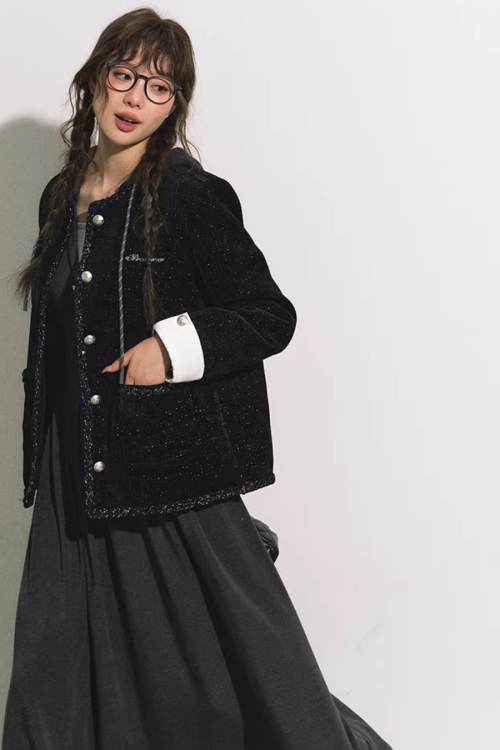 Silver Button Tweed Jacket