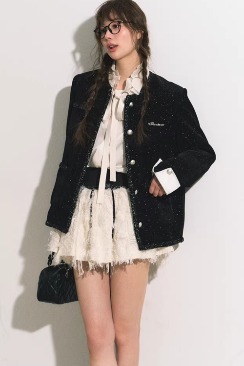 Silver Button Tweed Jacket