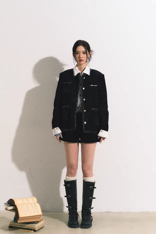 Silver Button Tweed Jacket