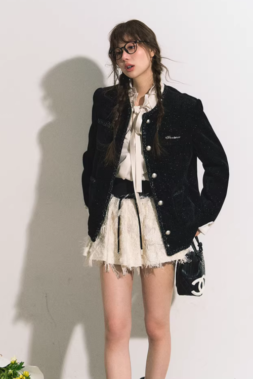 Silver Button Tweed Jacket