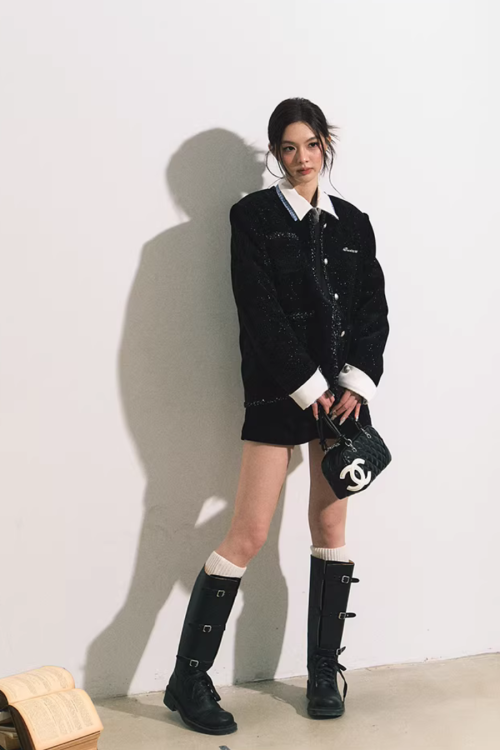 Silver Button Tweed Jacket