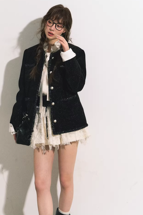 Silver Button Tweed Jacket