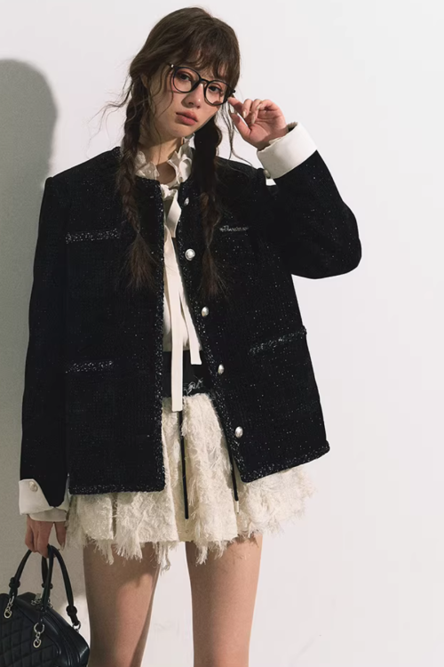 Silver Button Tweed Jacket