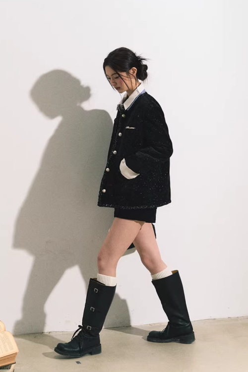 Silver Button Tweed Jacket