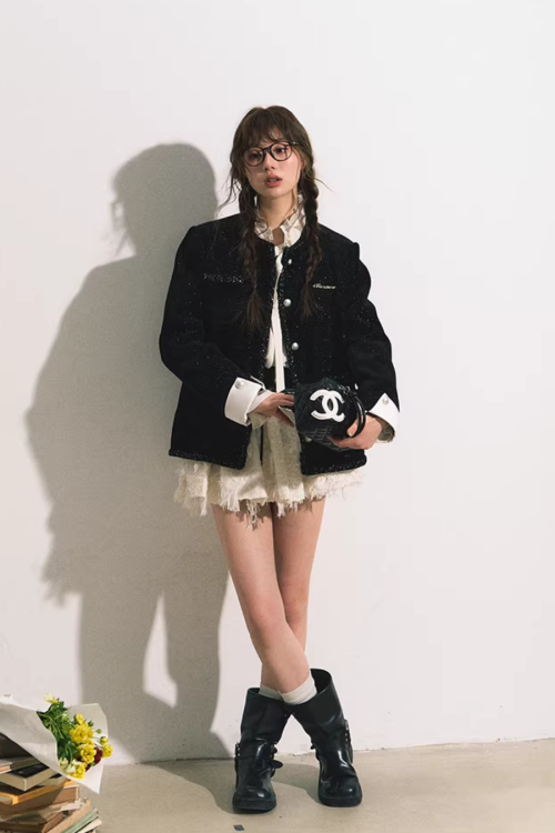 Silver Button Tweed Jacket