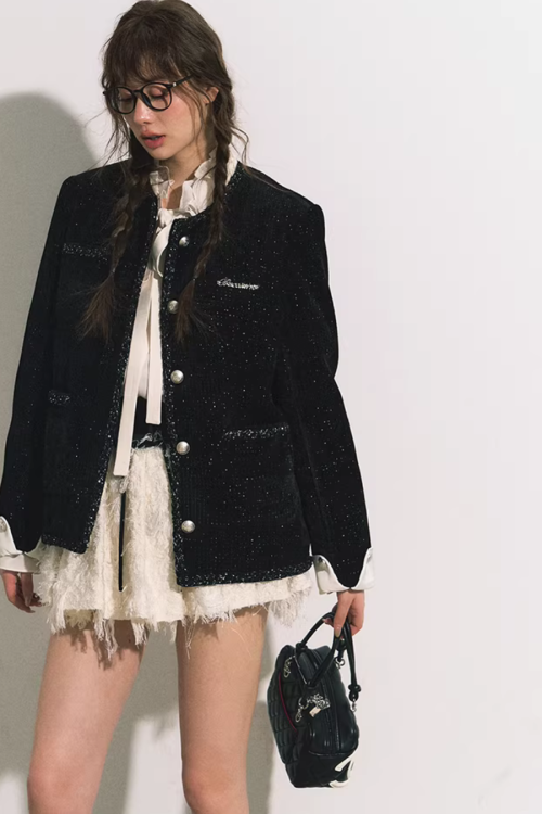 Silver Button Tweed Jacket