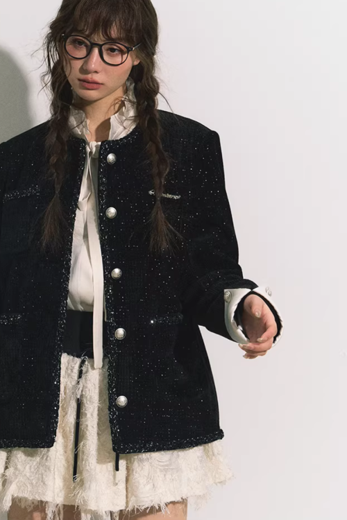 Silver Button Tweed Jacket
