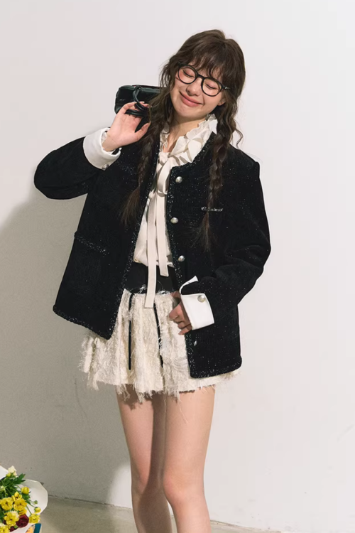 Silver Button Tweed Jacket