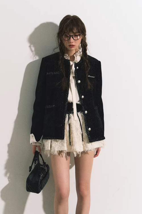 Silver Button Tweed Jacket