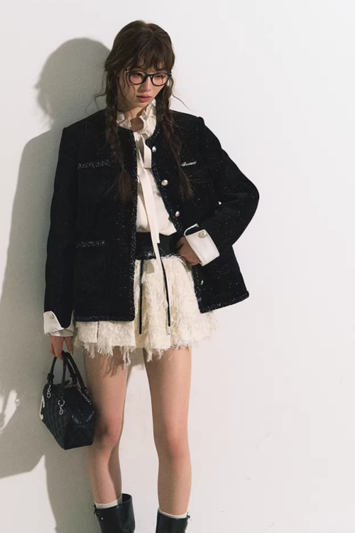 Silver Button Tweed Jacket