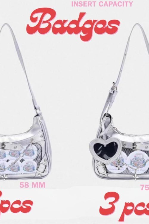 Silver Convertible Ita Bag with Clear Window for Photocards and Pins
