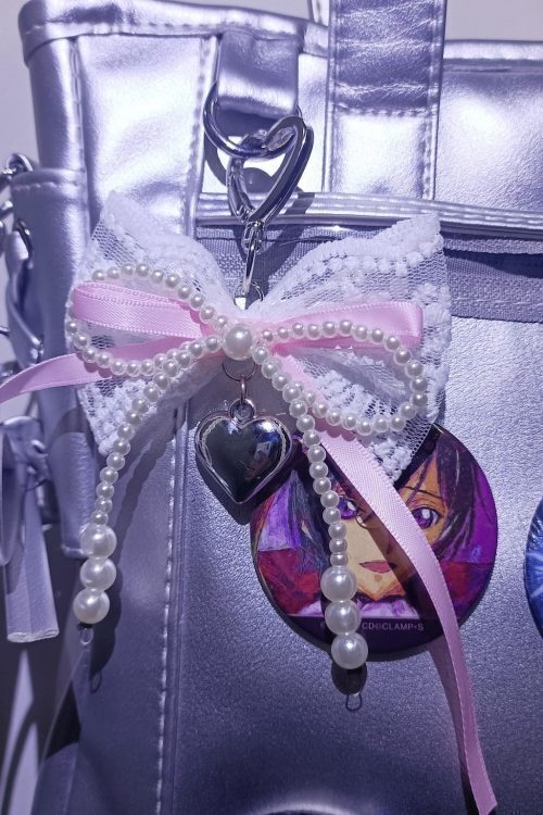 Silver Ita Crossbody Bag with Clear Window and Included Insert for Pin Display