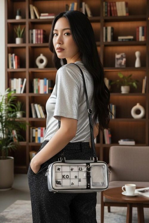 Silver Kawaii Convertible Ita Bag for Pin Display