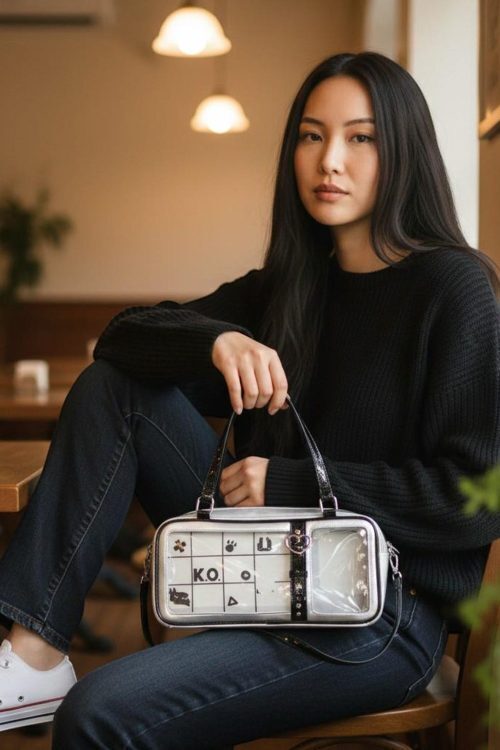 Silver Kawaii Convertible Ita Bag for Pin Display
