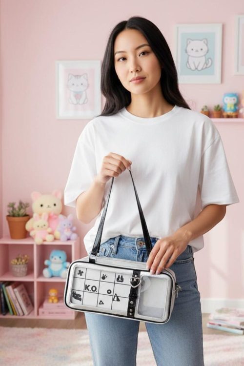 Silver Kawaii Convertible Ita Bag for Pin Display