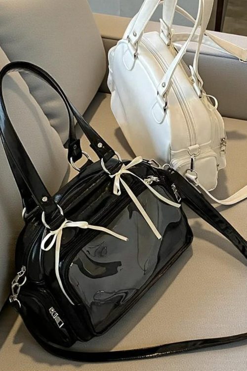 Silver Kawaii Convertible Ita Bag with Clear Window for Pin Display