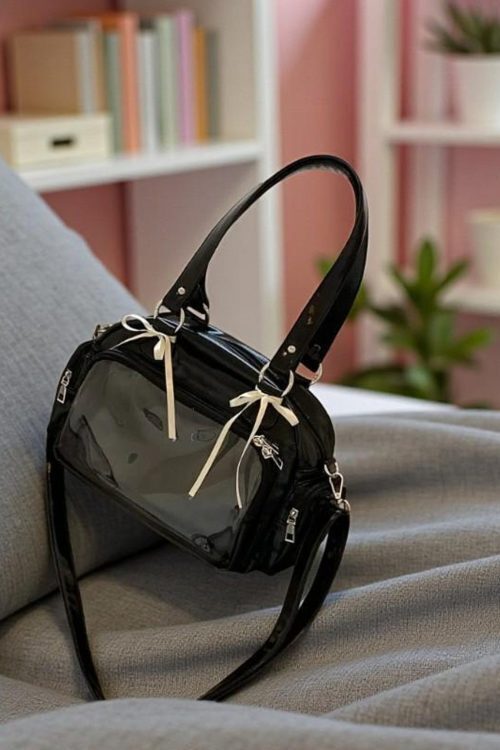 Silver Kawaii Convertible Ita Bag with Clear Window for Pin Display