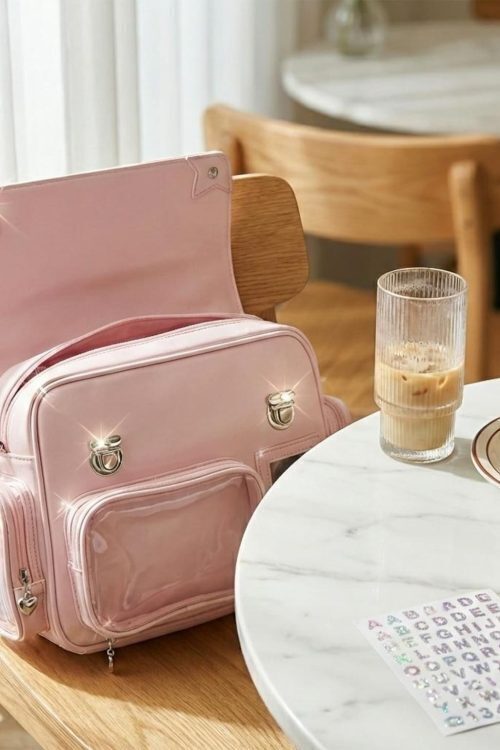 Silver Kawaii Convertible Ita Bag with Clear Window for Pin Display