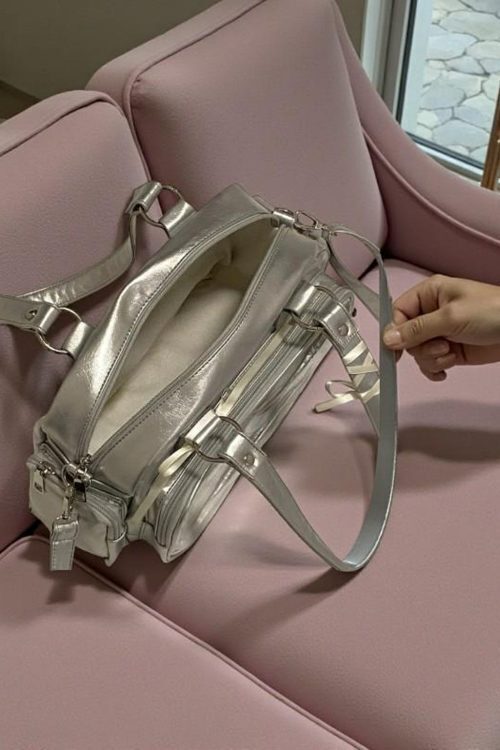 Silver Kawaii Convertible Ita Bag with Clear Window for Pin Display