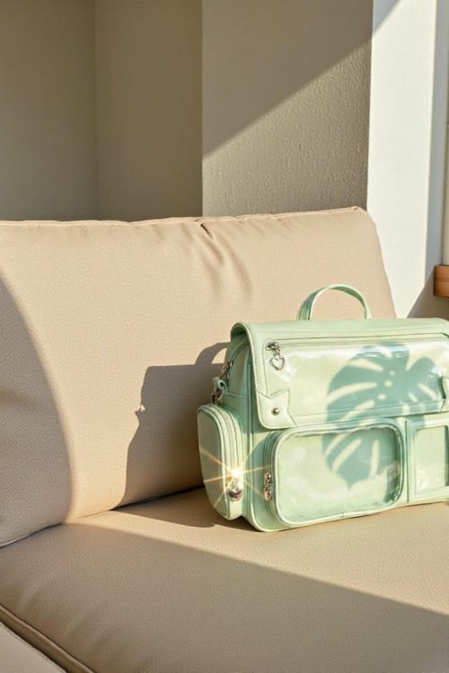 Silver Kawaii Convertible Ita Bag with Clear Window for Pin Display