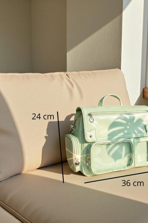 Silver Kawaii Convertible Ita Bag with Clear Window for Pin Display