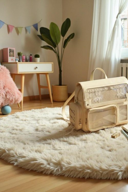 Silver Kawaii Convertible Ita Bag with Clear Window for Pin Display