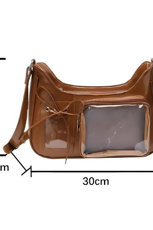 Silver Kawaii Ita Shoulder Bag with Clear Window for Plushies and Pins