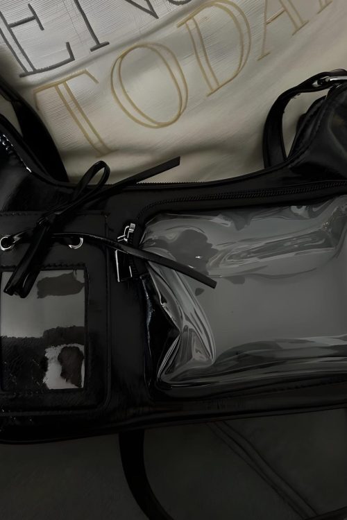 Silver Kawaii Ita Shoulder Bag with Clear Window for Plushies and Pins