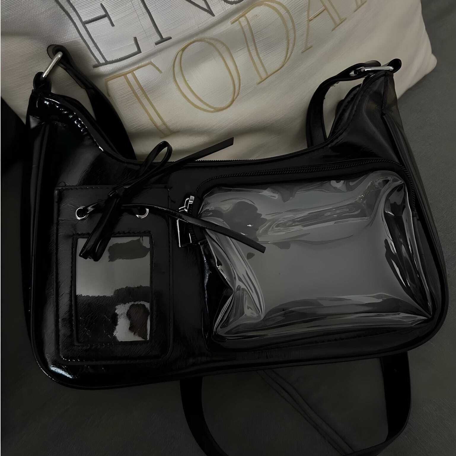 Silver Kawaii Ita Shoulder Bag with Clear Window for Plushies and Pins Silver Kawaii Ita Shoulder Bag with Clear Window for Plushies and Pins
