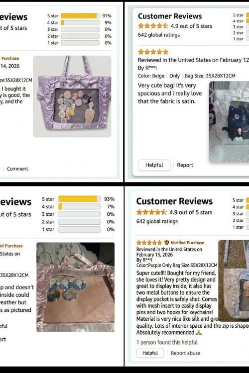 Silver Kawaii Y2K Ita Backpack with Clear Window for Pin Display