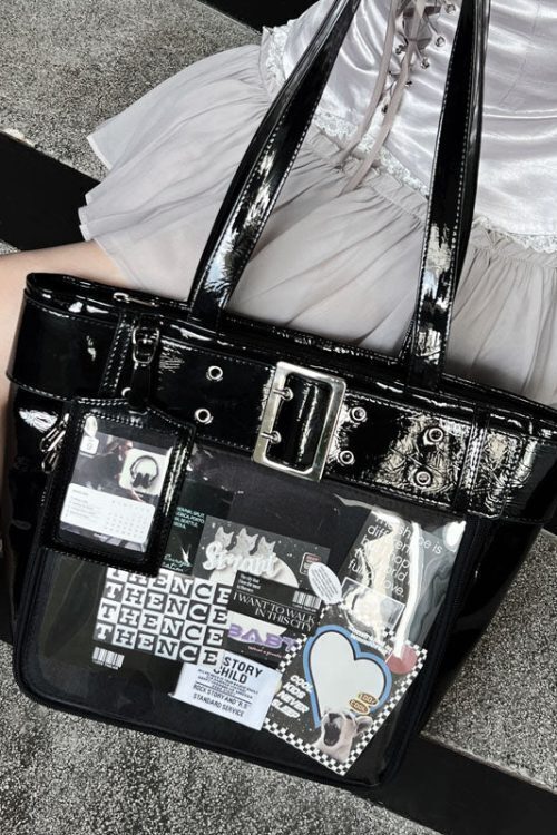 Silver Y2K Ita Tote Bag for Plushies and Pins