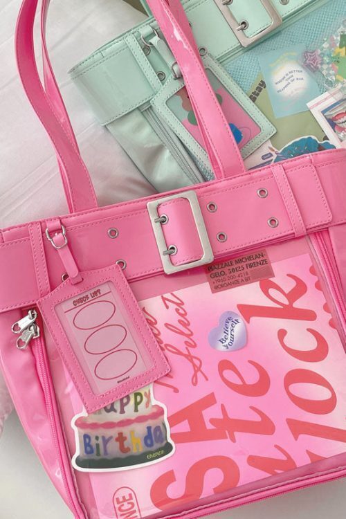 Silver Y2K Ita Tote Bag for Plushies and Pins