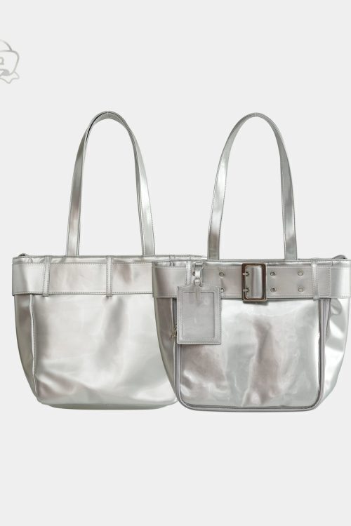 Silver Y2K Ita Tote Bag for Plushies and Pins