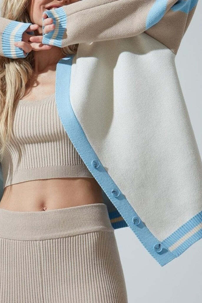 Simple Color Block Striped Relaxed Knit Cardigan Simple Color Block Striped Relaxed Knit Cardigan