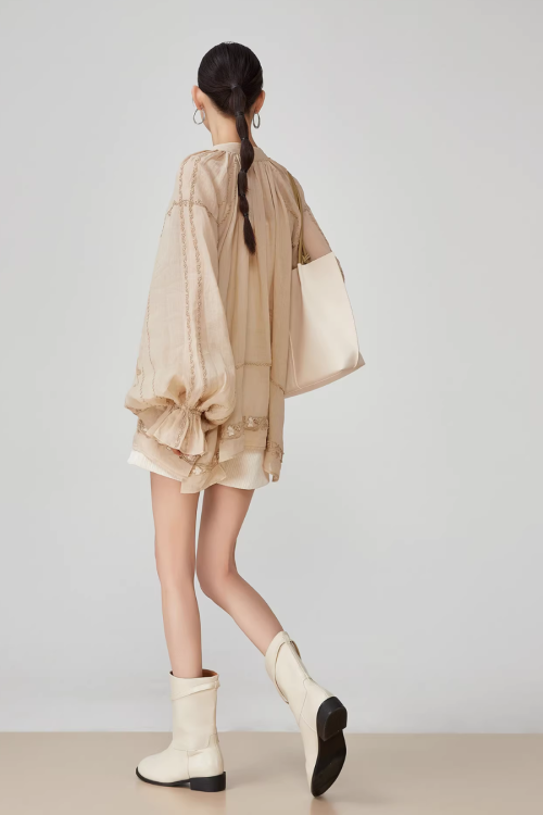 Sleeve Gather Lawn Blouse