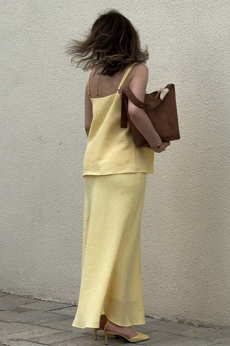 Sleeveless Casual Cami Mermaid Skirt Set Sleeveless Casual Cami Mermaid Skirt Set