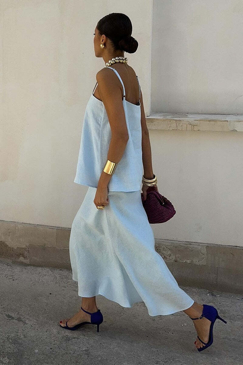 Sleeveless Casual Cami Mermaid Skirt Set Sleeveless Casual Cami Mermaid Skirt Set