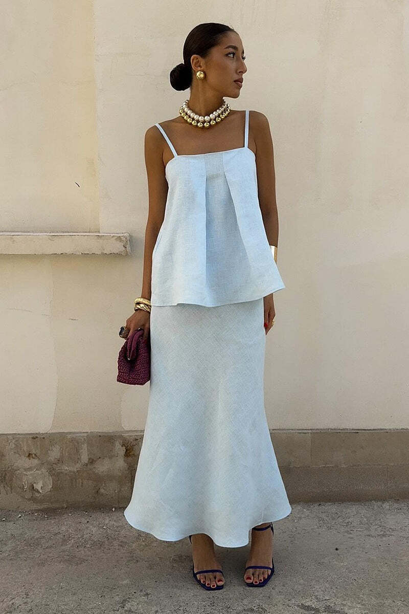 Sleeveless Casual Cami Mermaid Skirt Set Sleeveless Casual Cami Mermaid Skirt Set