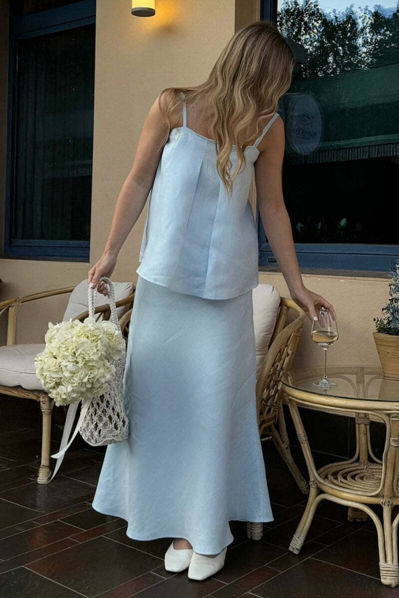 Sleeveless Casual Cami Mermaid Skirt Set Sleeveless Casual Cami Mermaid Skirt Set