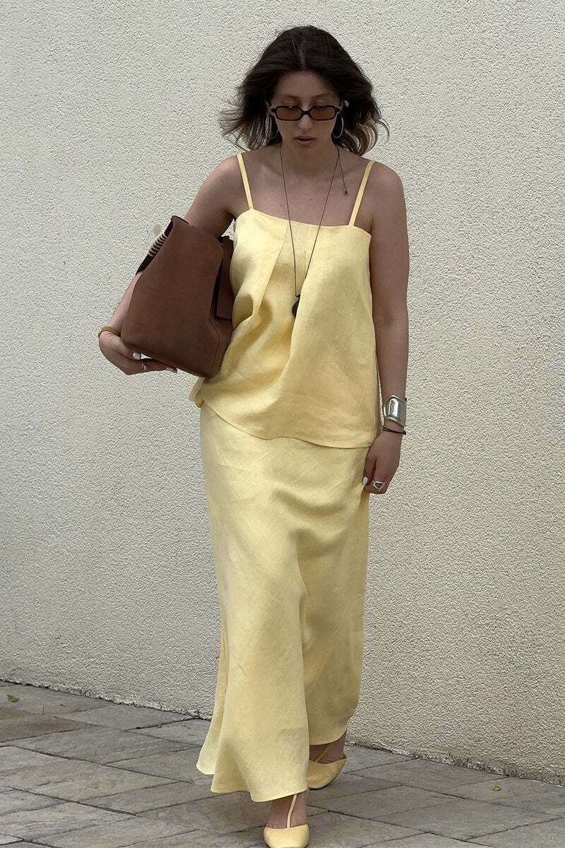 Sleeveless Casual Cami Mermaid Skirt Set