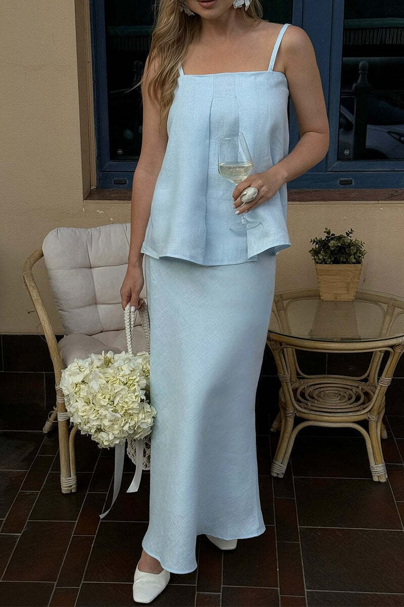 Sleeveless Casual Cami Mermaid Skirt Set Sleeveless Casual Cami Mermaid Skirt Set