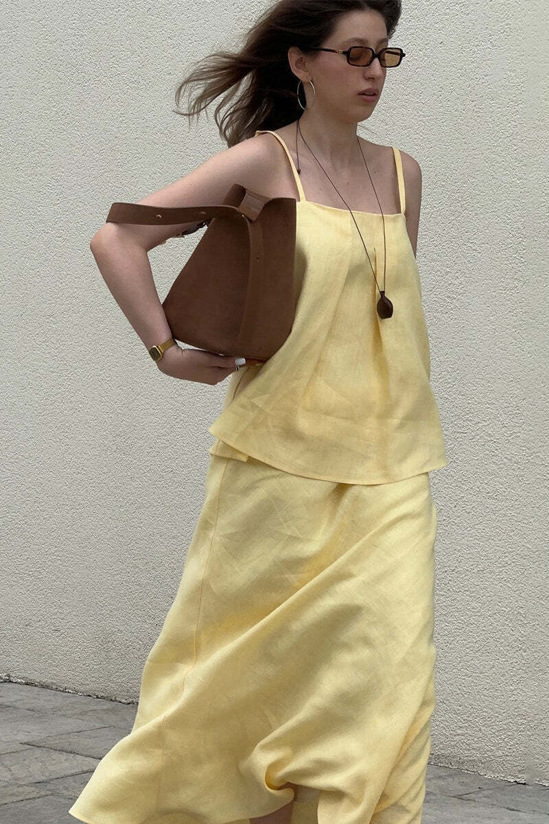 Sleeveless Casual Cami Mermaid Skirt Set Sleeveless Casual Cami Mermaid Skirt Set