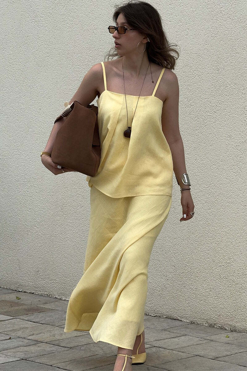 Sleeveless Casual Cami Mermaid Skirt Set Sleeveless Casual Cami Mermaid Skirt Set